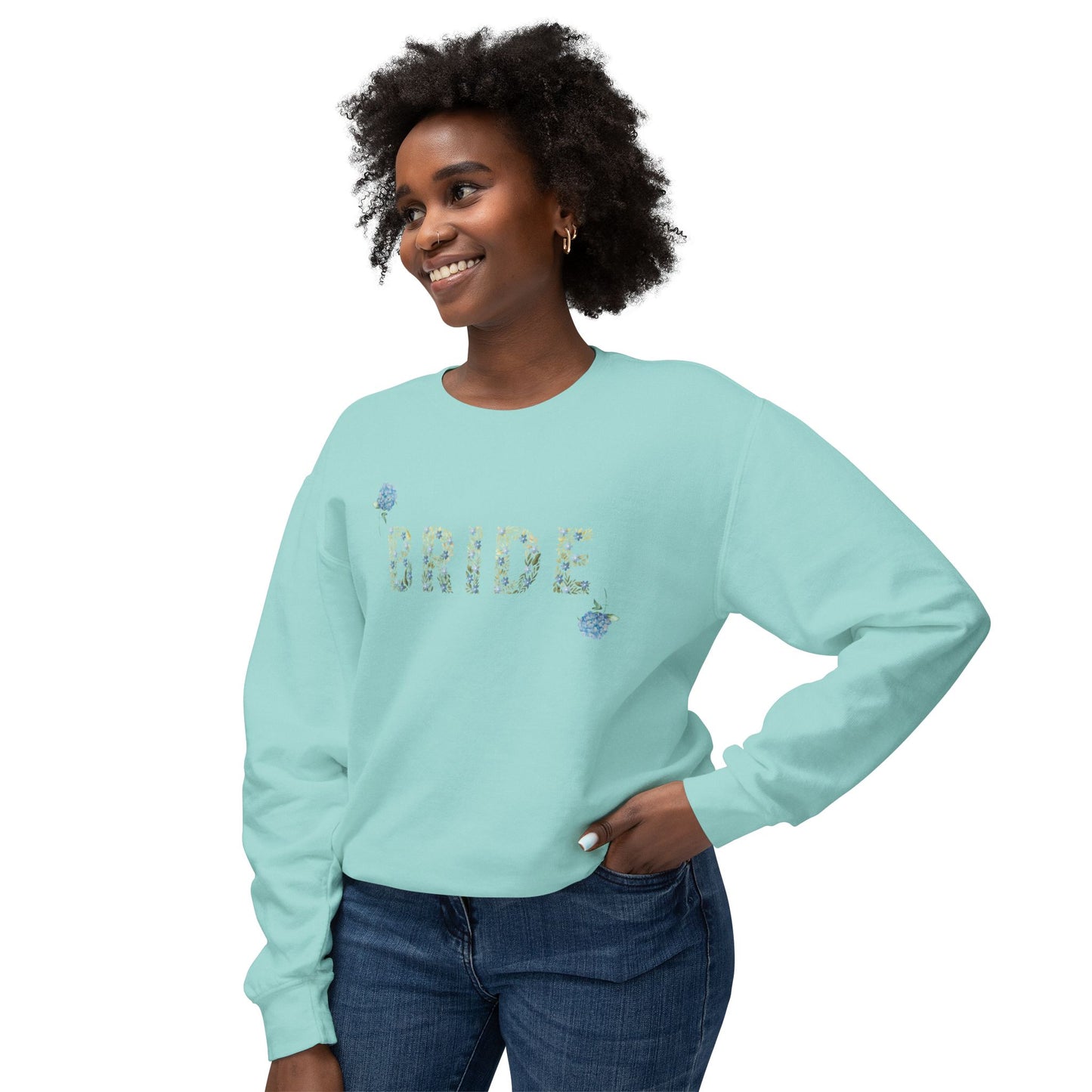 Bride- Women's Flower Lightweight Crewneck Sweatshirt Aria Di Amore