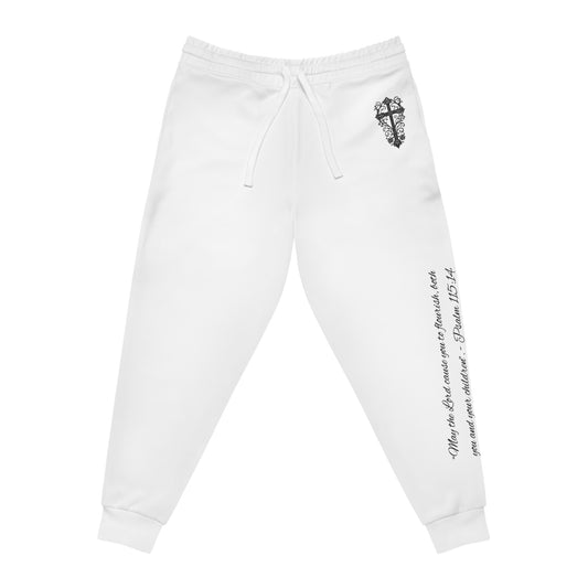 Faith Cross Athletic Joggers — Scripture Quote Side Print
