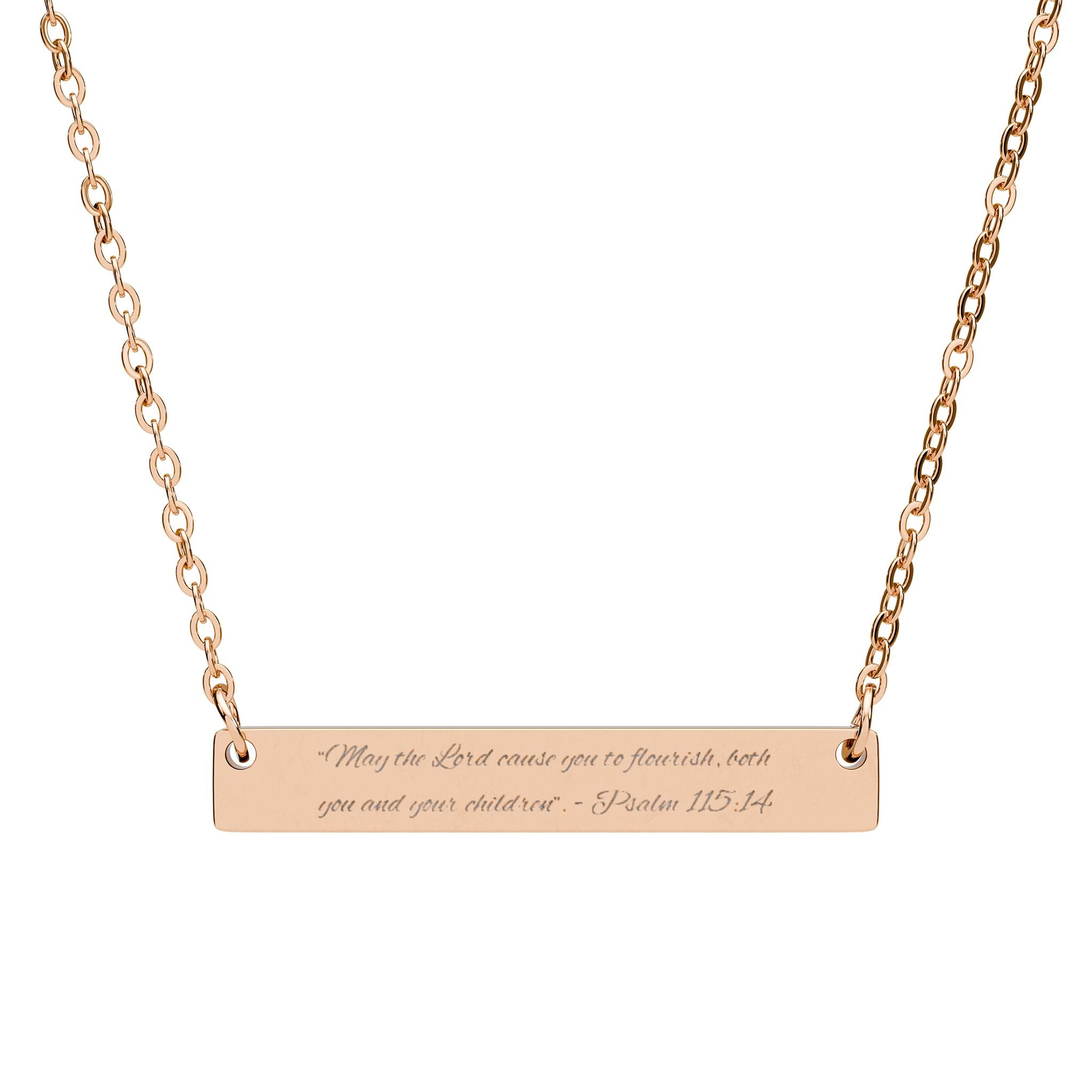 Scripture Engraved Horizontal Bar Necklace — Faith-Based Motherhood Jewelry