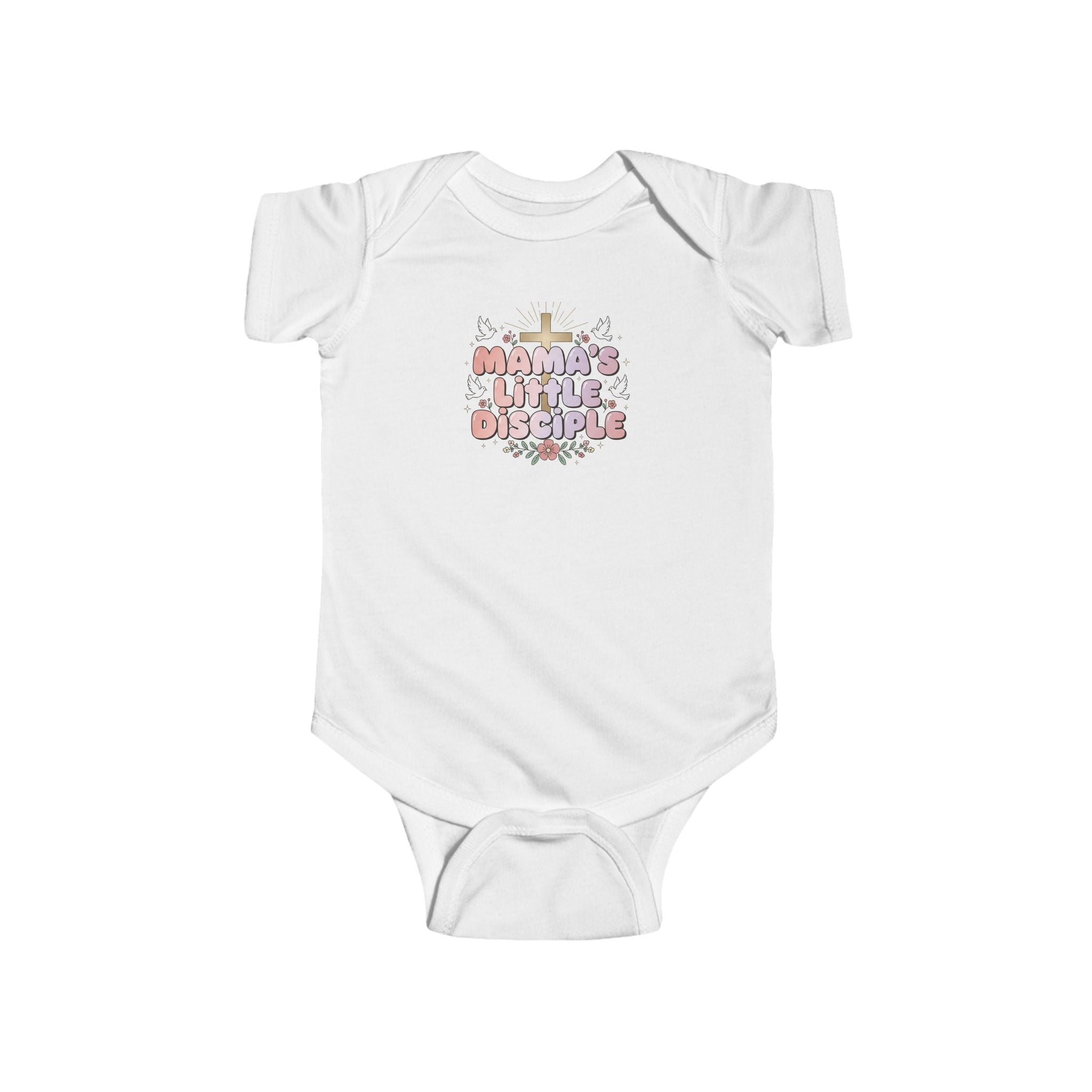 Baby Girl Bodysuit — "Mama's Little Disciple" Cross Infant Onesie