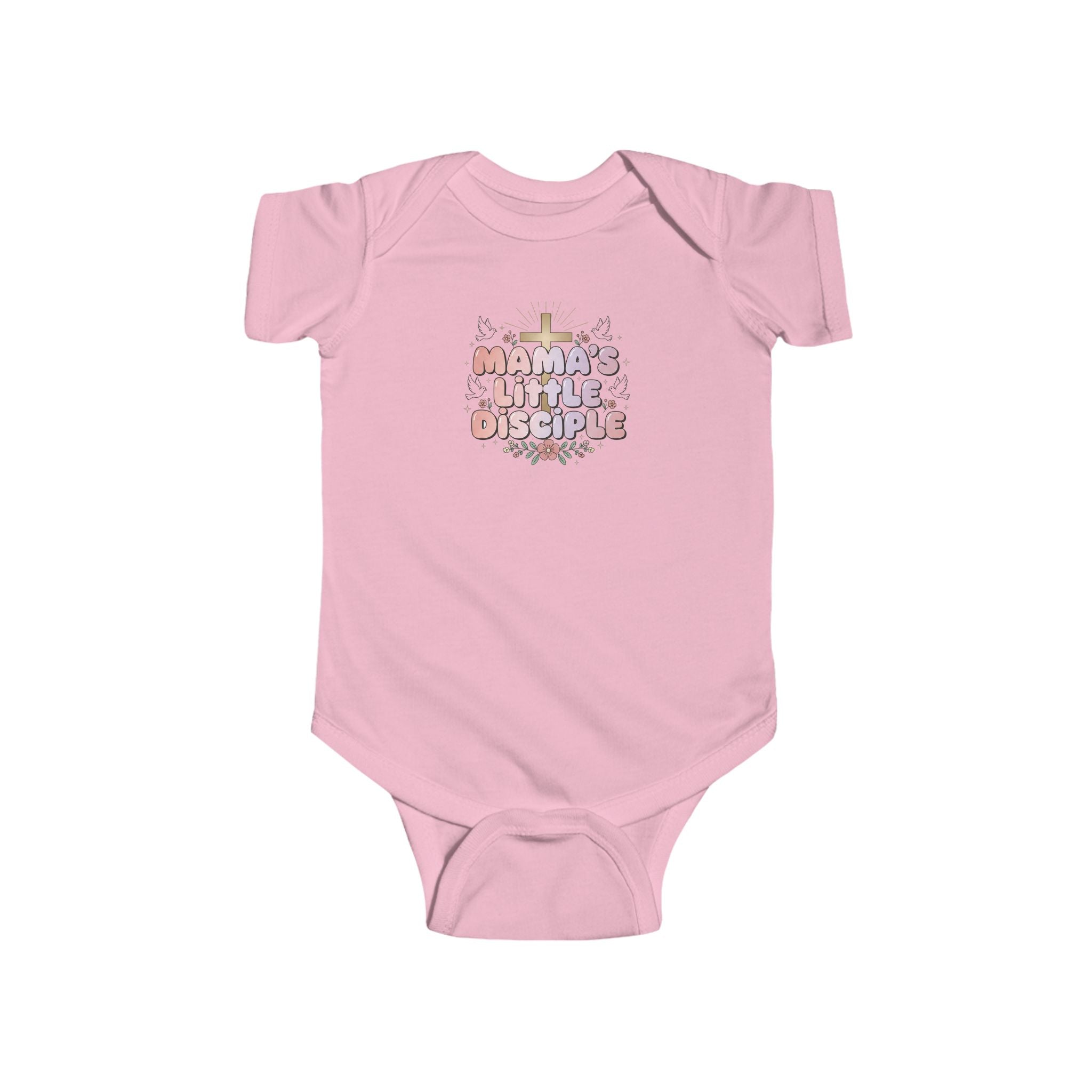 Baby Girl Bodysuit — "Mama's Little Disciple" Cross Infant Onesie