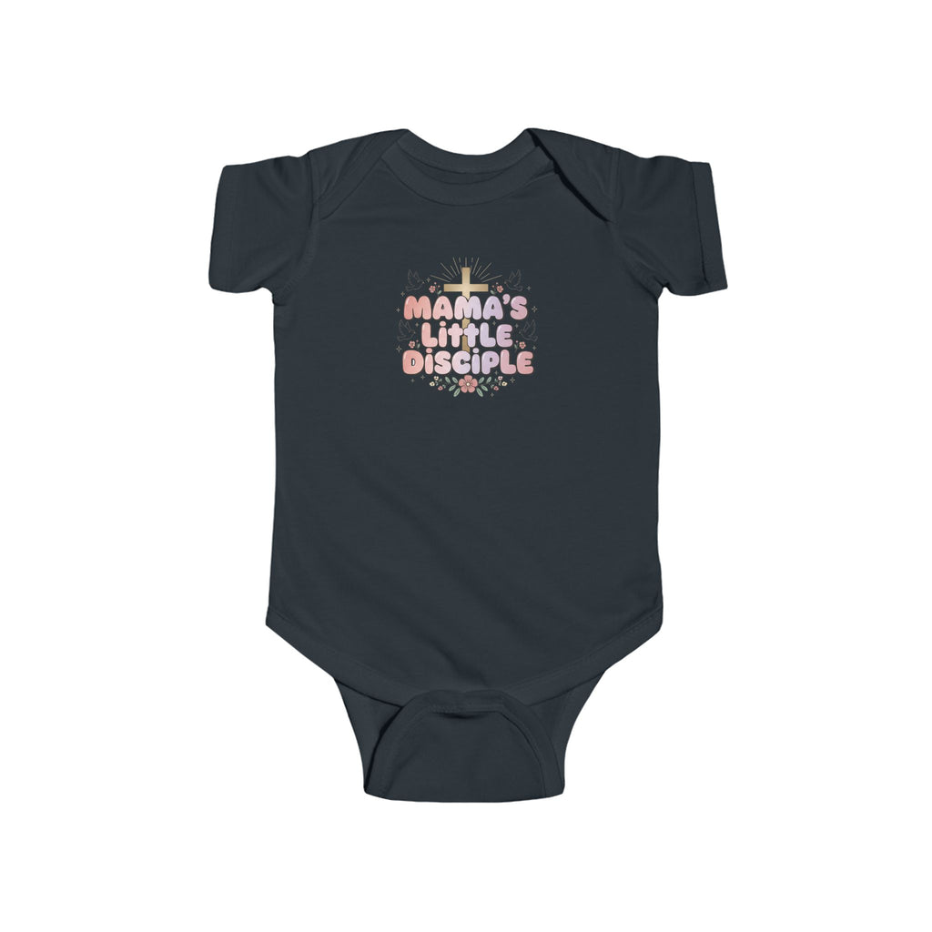 Baby Girl Bodysuit — "Mama's Little Disciple" Cross Infant Onesie