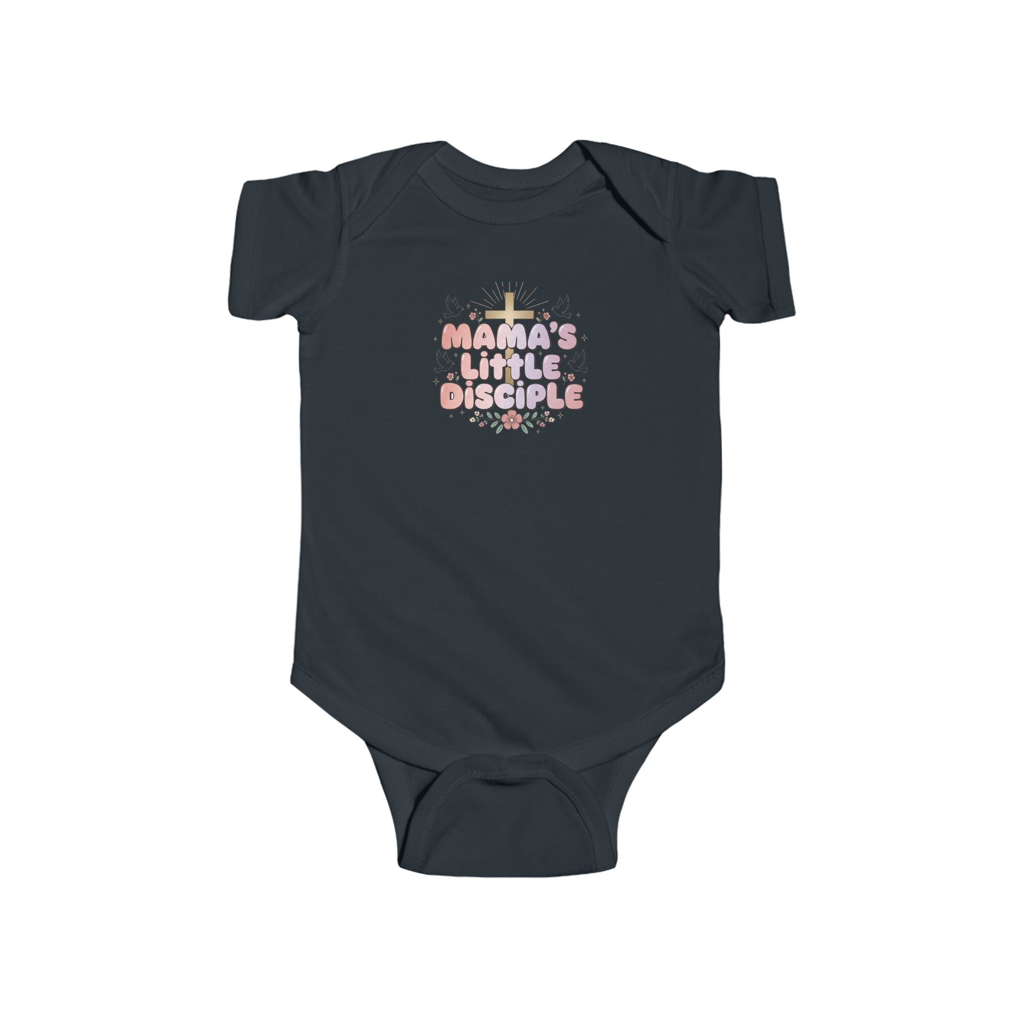 Baby Girl Bodysuit — "Mama's Little Disciple" Cross Infant Onesie