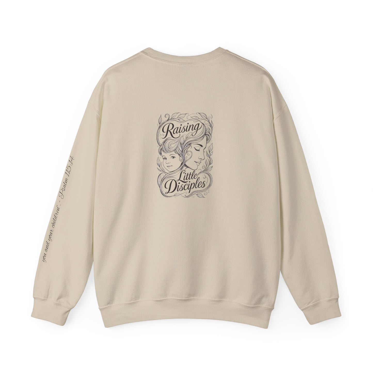 Crewneck Sweatshirt — “Raising Little Disciples” Vintage Christian Graphic