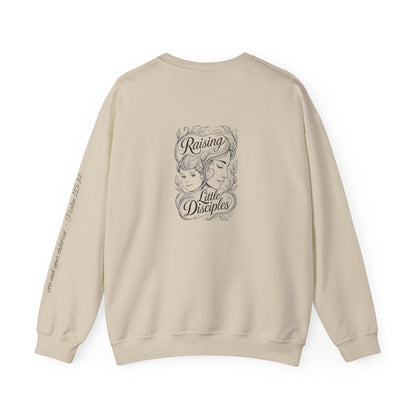 Crewneck Sweatshirt — “Raising Little Disciples” Vintage Christian Graphic
