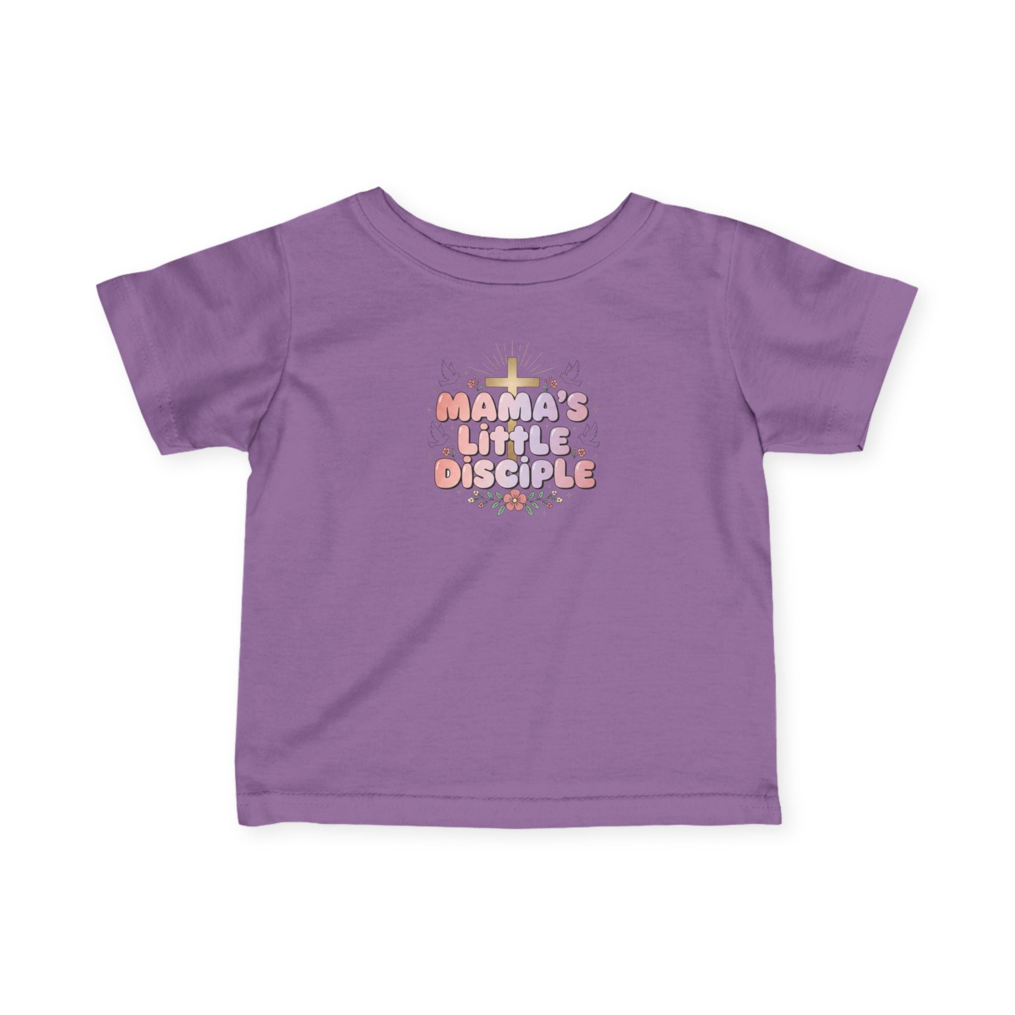 Infant Tee — "Mama's Little Disciple" Cross Baby Girl Shirt