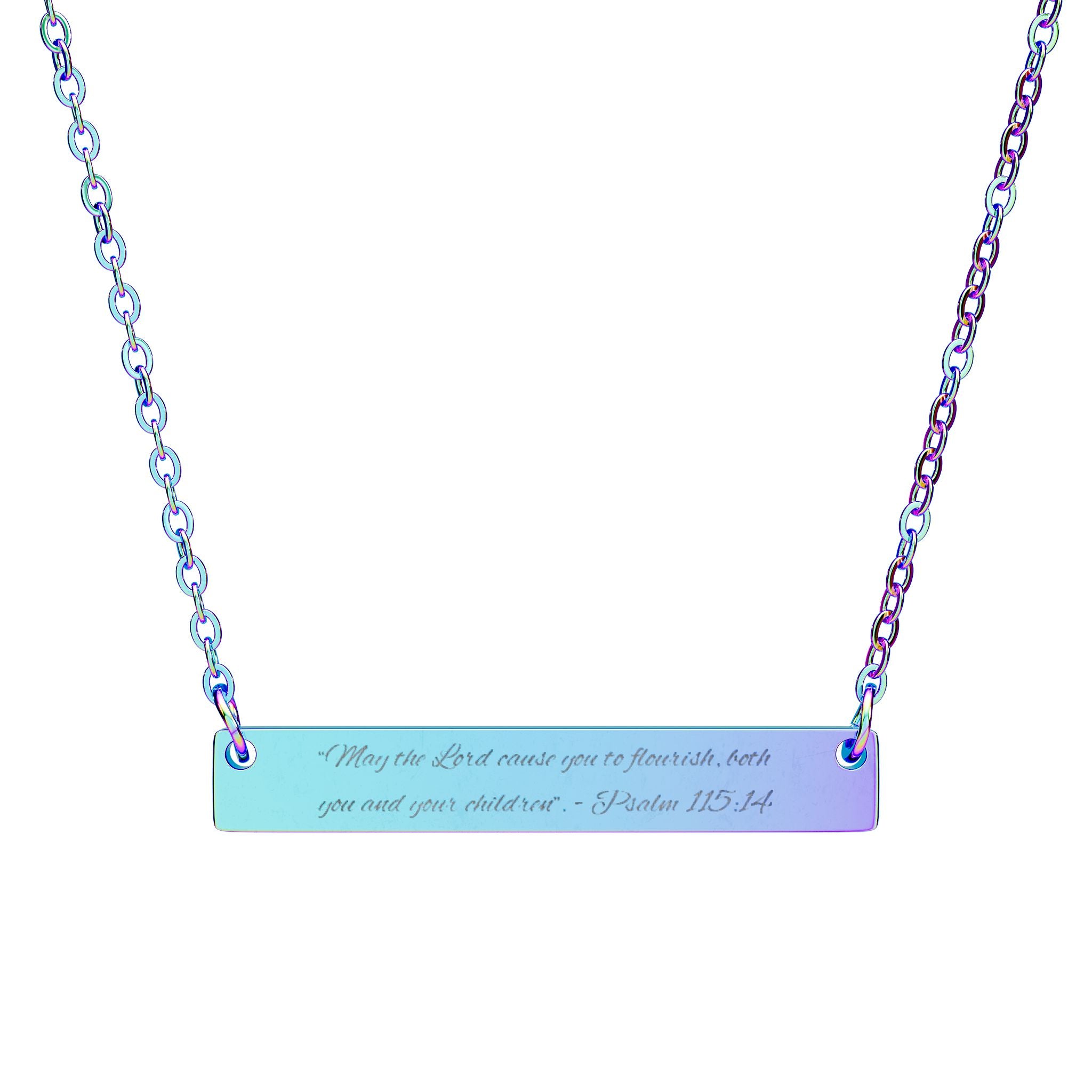 Scripture Engraved Horizontal Bar Necklace — Faith-Based Motherhood Jewelry