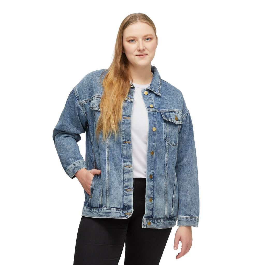 Women's Denim Jacket with Embroidered Cross — Vintage Christian Faith Jean Jacket