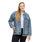 Women's Denim Jacket with Embroidered Cross — Vintage Christian Faith Jean Jacket