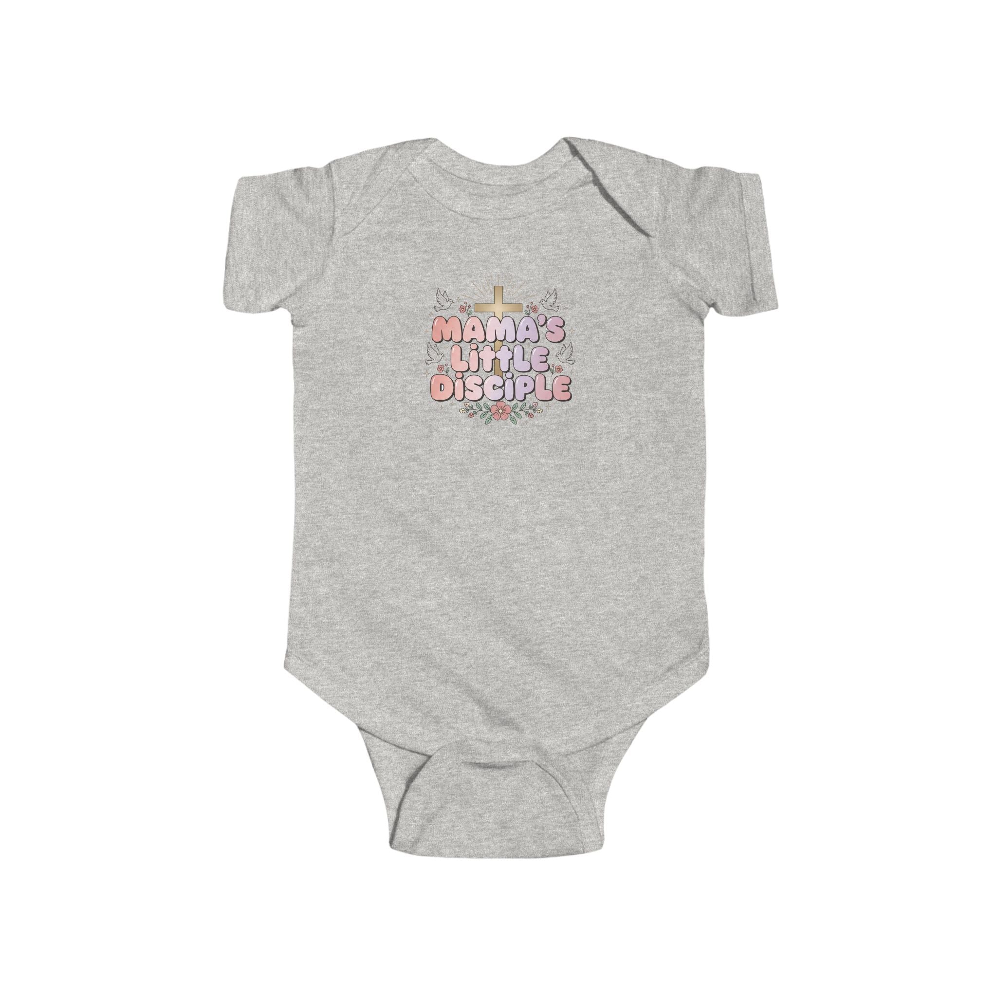 Baby Girl Bodysuit — "Mama's Little Disciple" Cross Infant Onesie