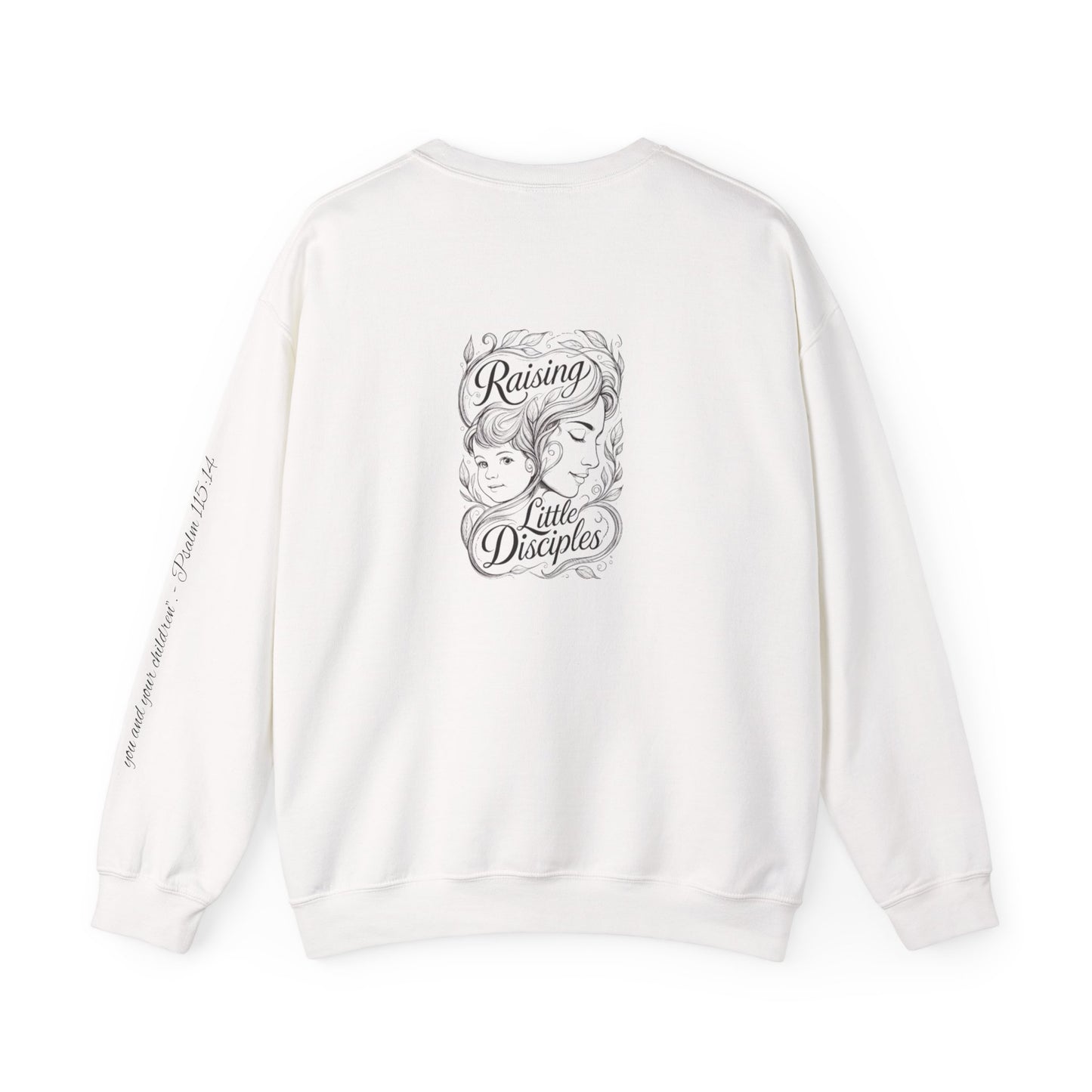 Crewneck Sweatshirt — “Raising Little Disciples” Vintage Christian Graphic