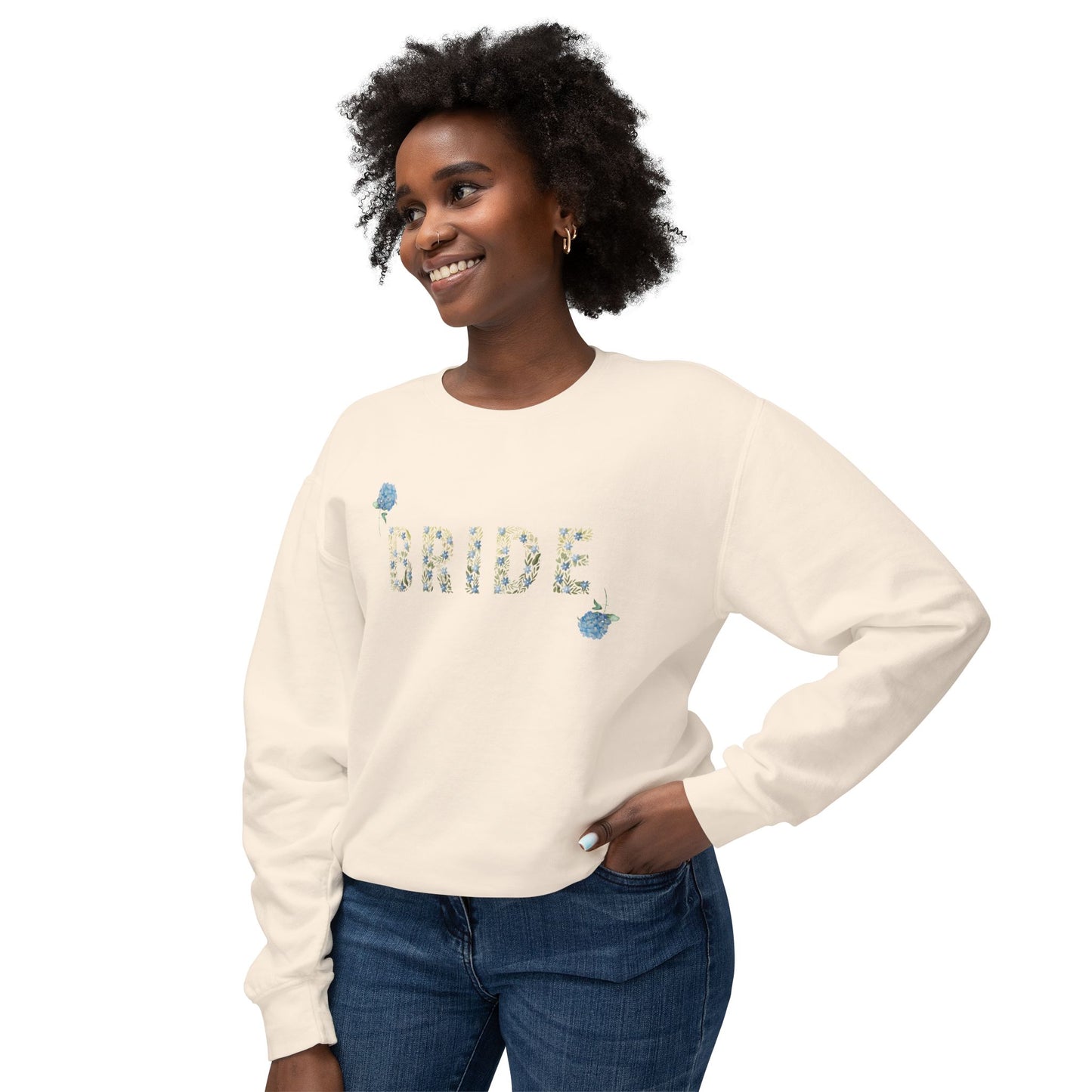 Bride- Women's Flower Lightweight Crewneck Sweatshirt Aria Di Amore