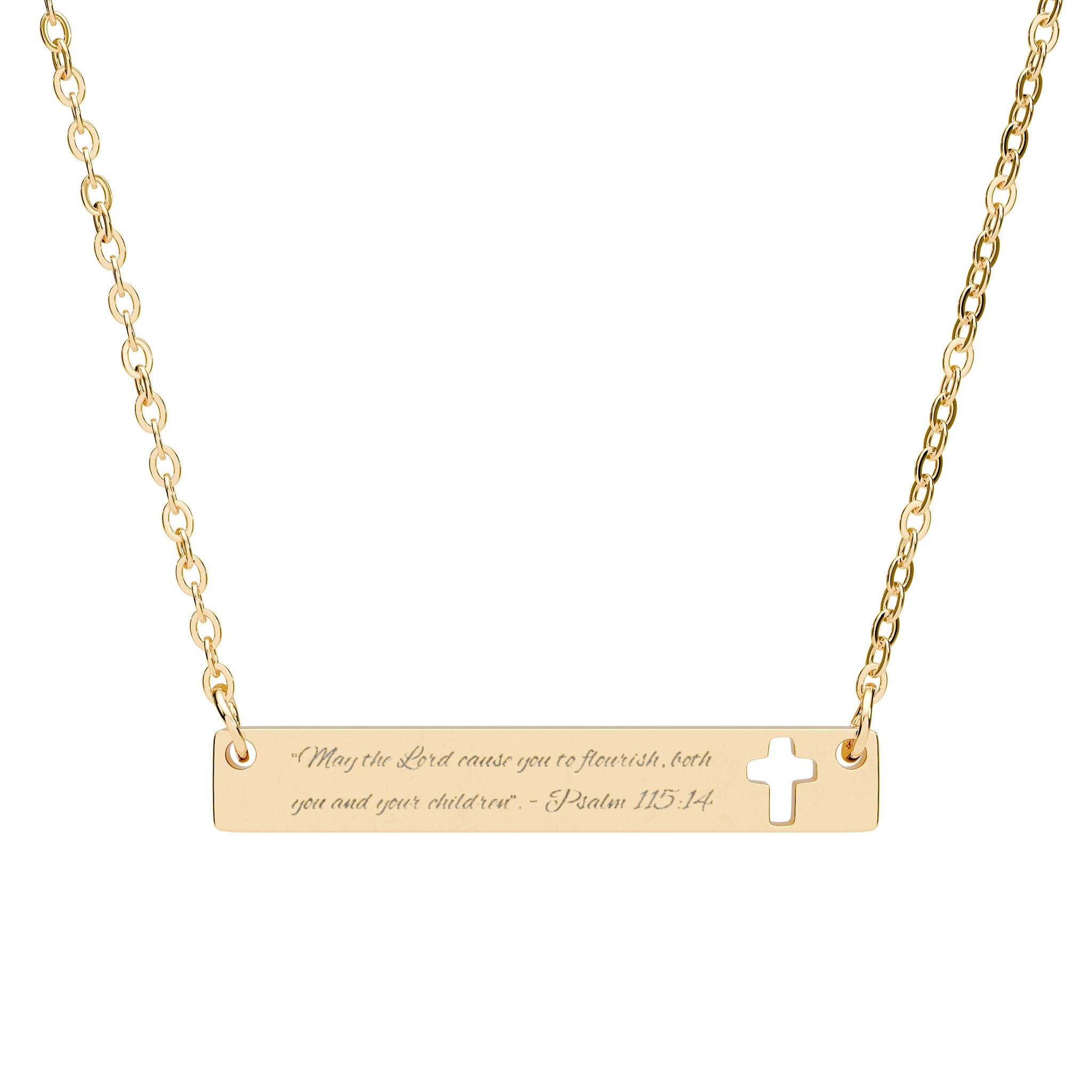 Engravable Cutout Cross Bar Necklace — Scripture Faith-Based Mom Jewelry