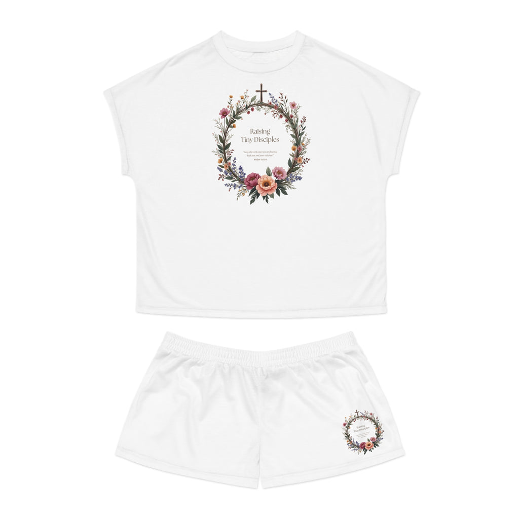 Pajama Set — "Raising Little Disciples" Women's Short Sleep Set with Scripture Design