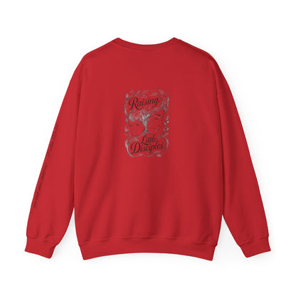 Crewneck Sweatshirt — “Raising Little Disciples” Vintage Christian Graphic