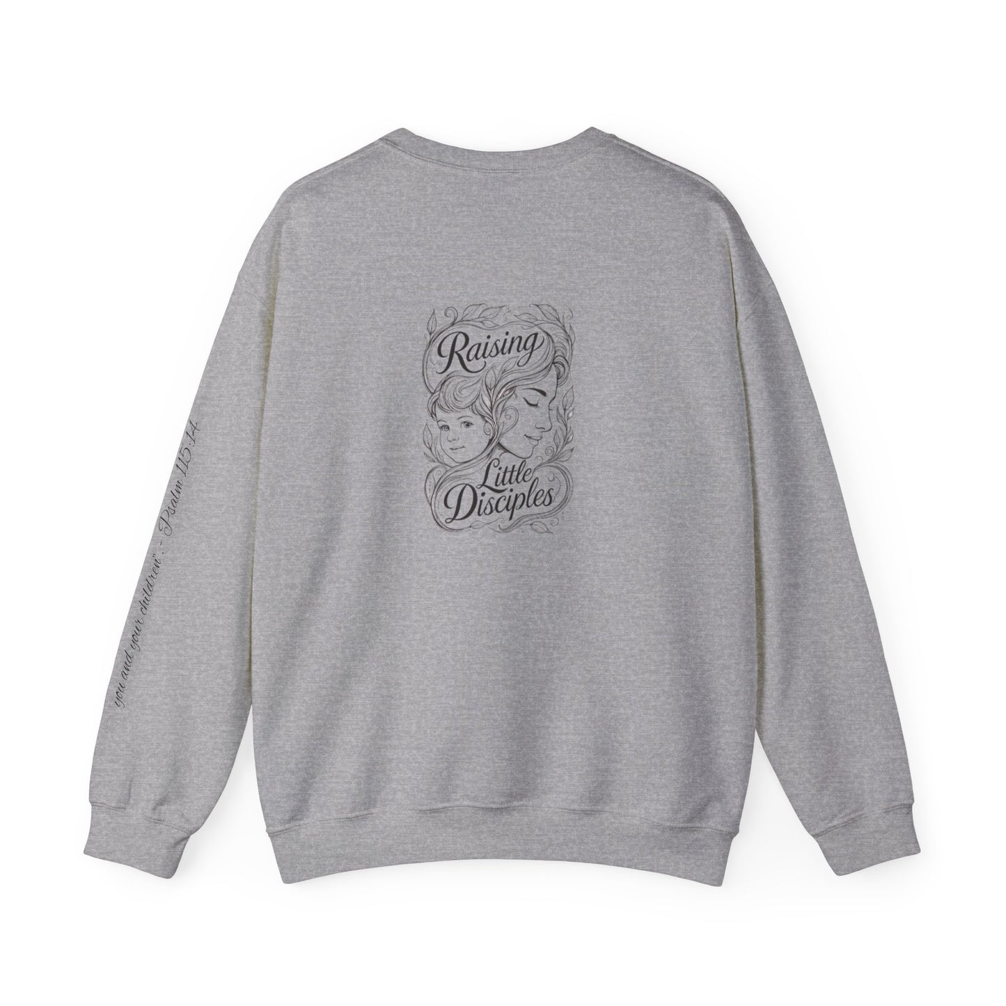 Crewneck Sweatshirt — “Raising Little Disciples” Vintage Christian Graphic