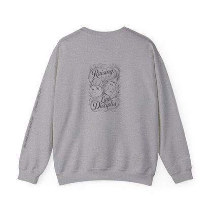 Crewneck Sweatshirt — “Raising Little Disciples” Vintage Christian Graphic