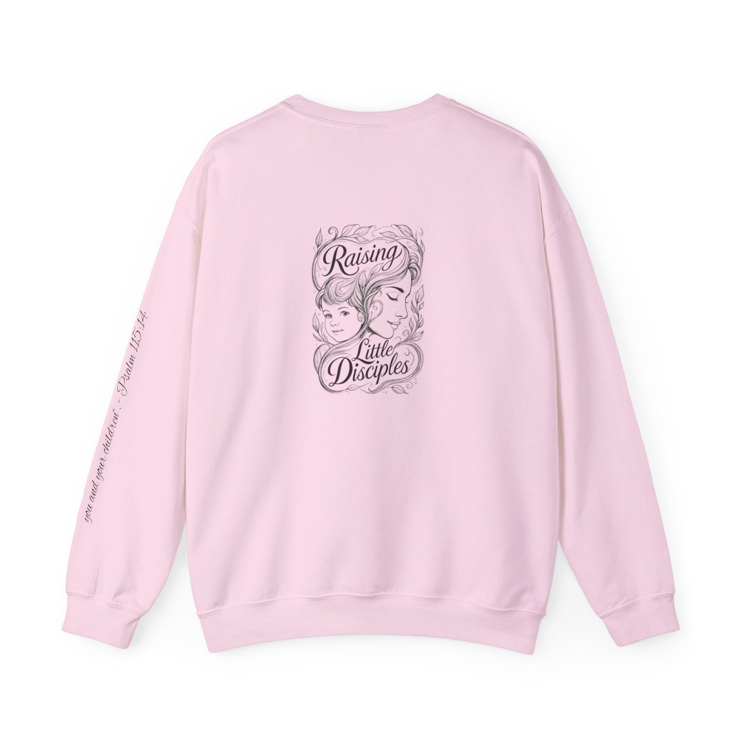 Crewneck Sweatshirt — “Raising Little Disciples” Vintage Christian Graphic