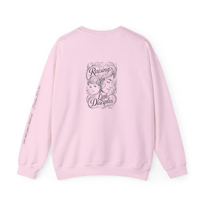 Crewneck Sweatshirt — “Raising Little Disciples” Vintage Christian Graphic