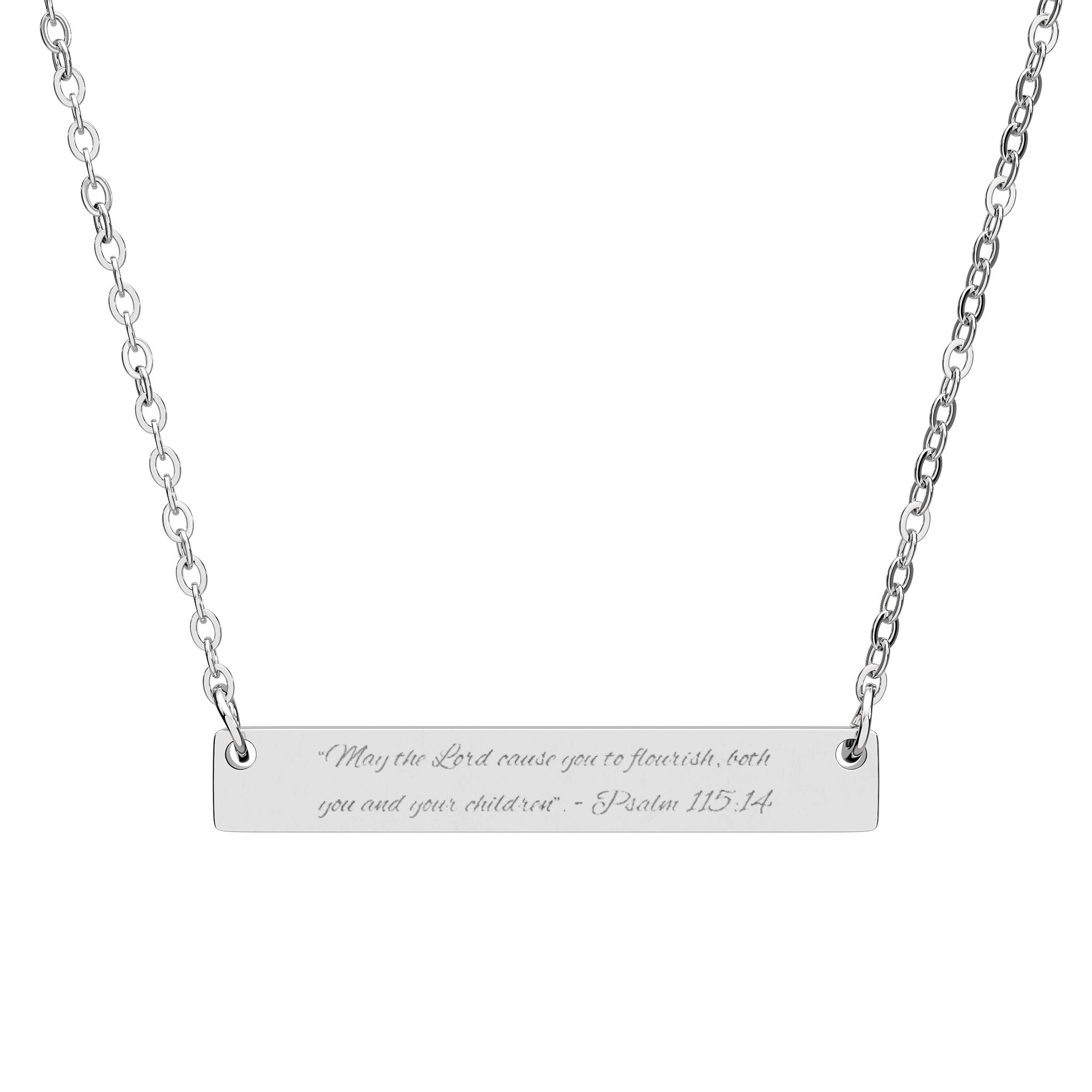 Scripture Engraved Horizontal Bar Necklace — Faith-Based Motherhood Jewelry