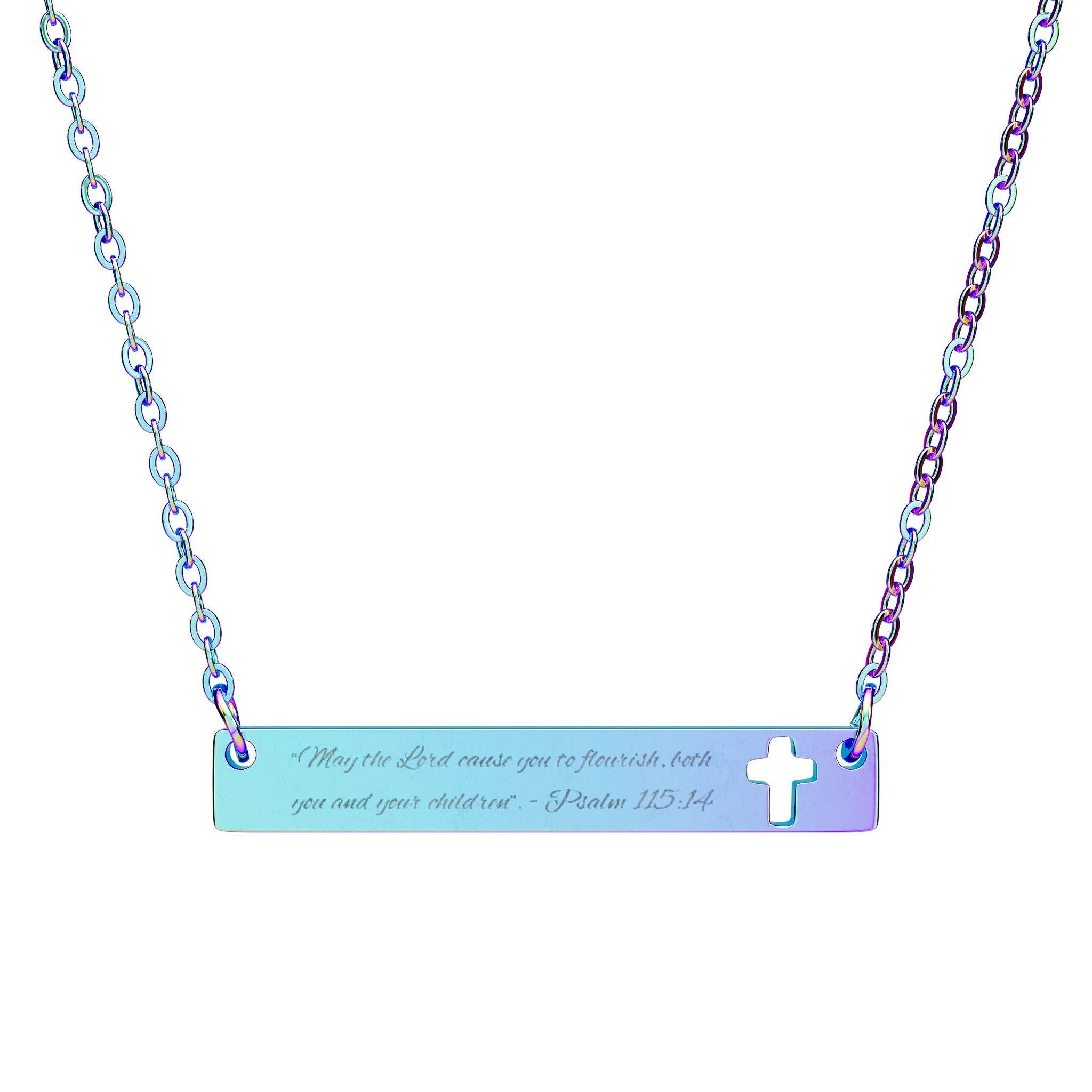 Engravable Cutout Cross Bar Necklace — Scripture Faith-Based Mom Jewelry