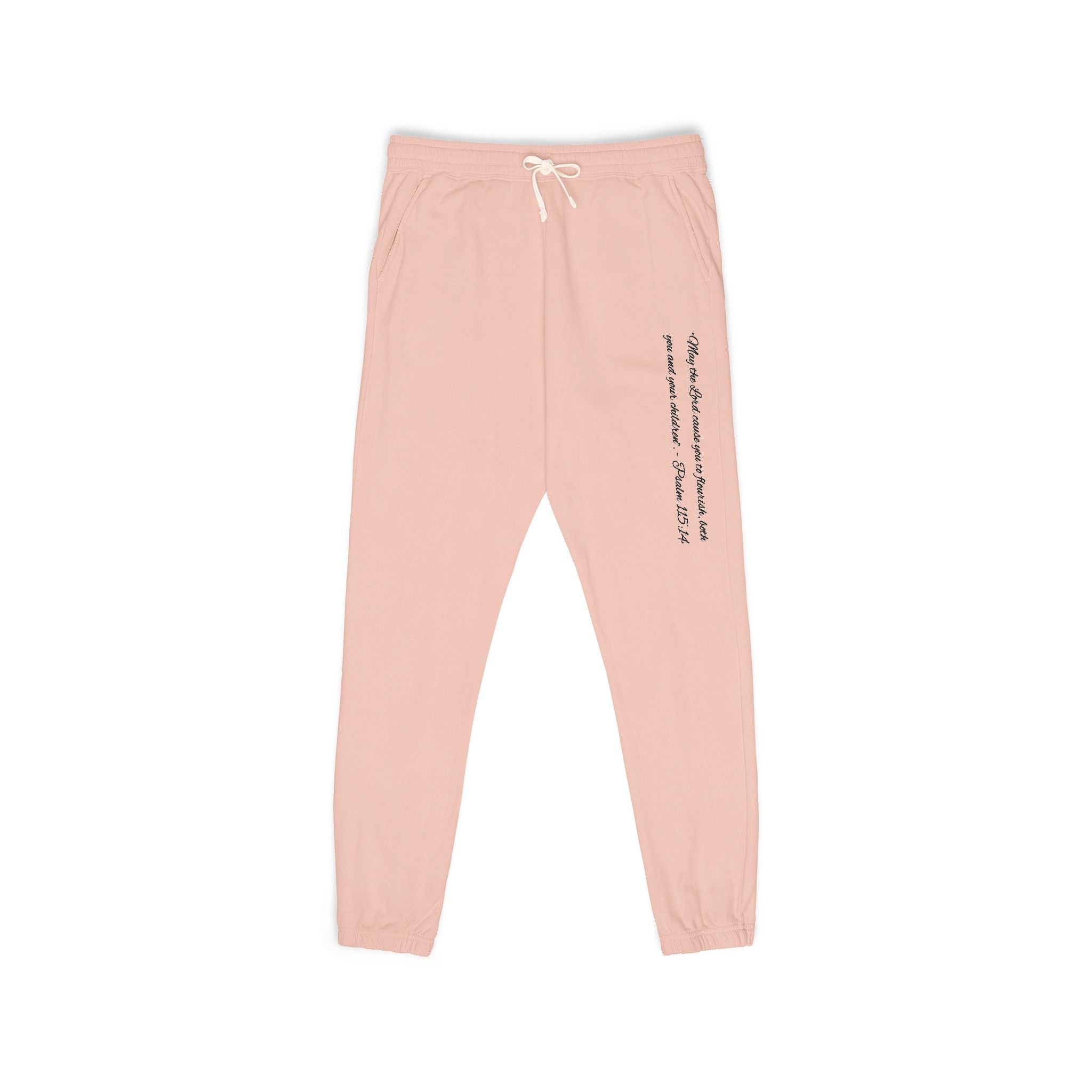 Fleece Sweatpants — Vertical Script Side Print, Cozy Garment-Dyed Joggers
