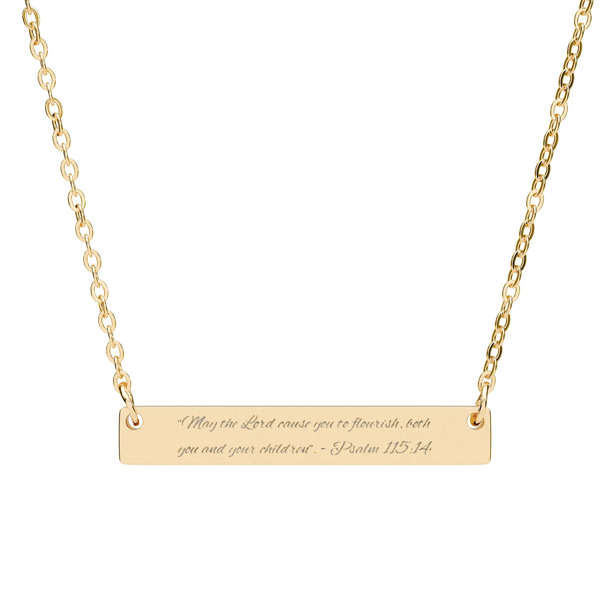 Scripture Engraved Horizontal Bar Necklace — Faith-Based Motherhood Jewelry