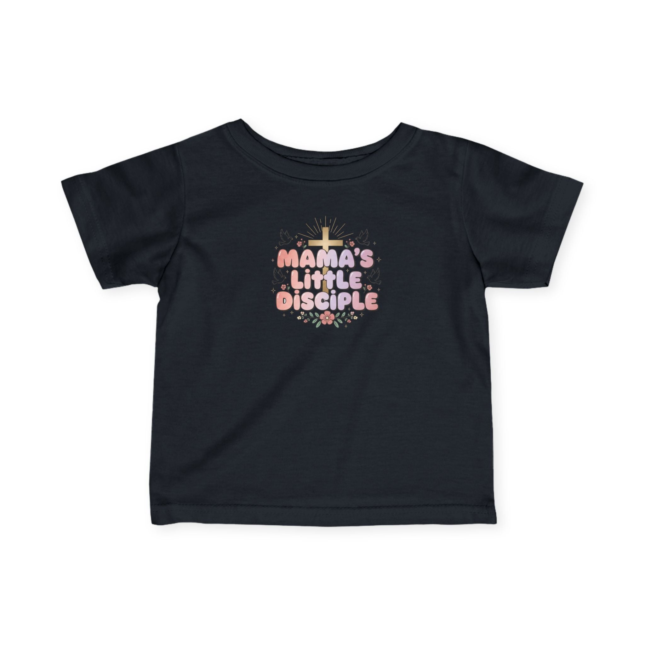 Infant Tee — "Mama's Little Disciple" Cross Baby Girl Shirt