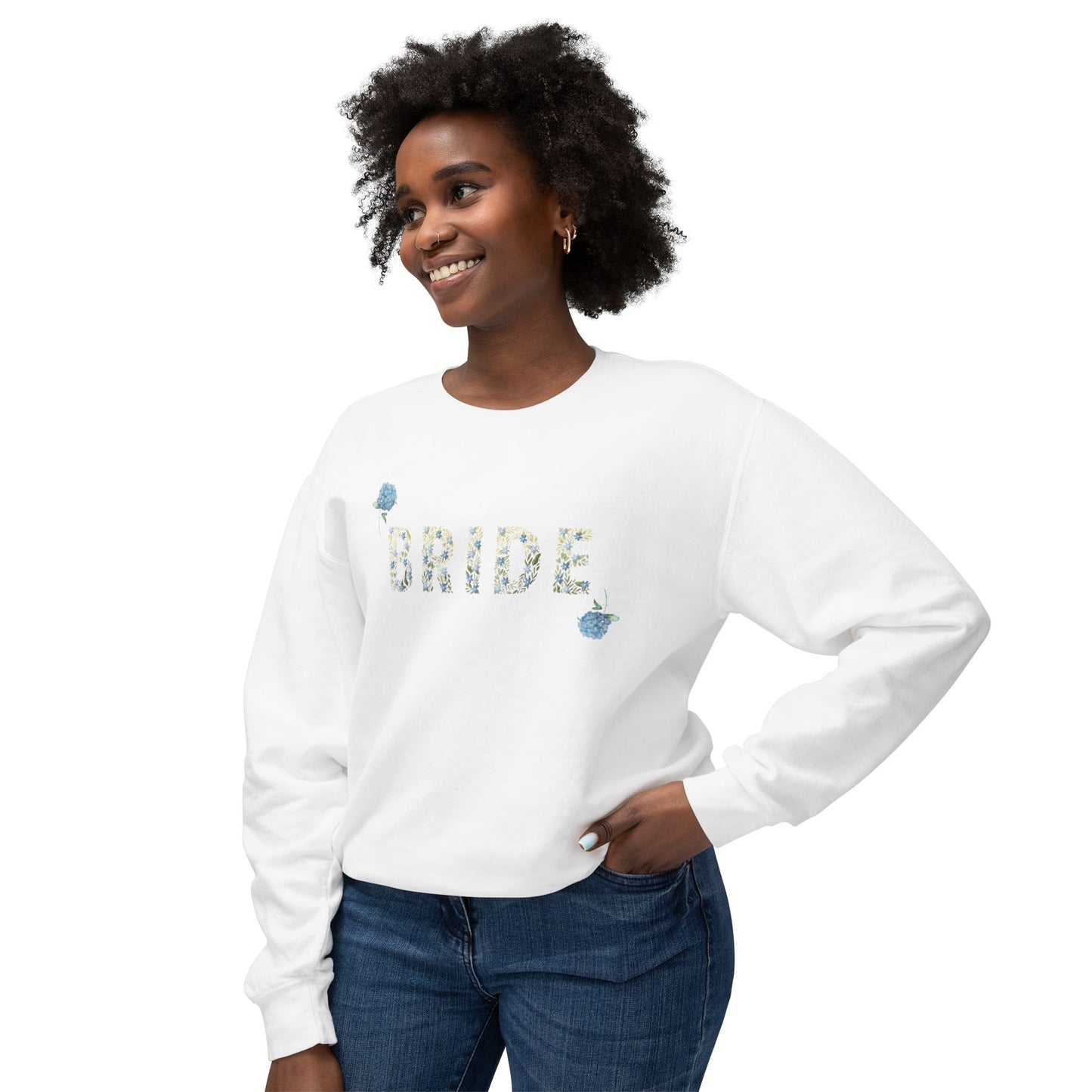 Bride- Women's Flower Lightweight Crewneck Sweatshirt Aria Di Amore