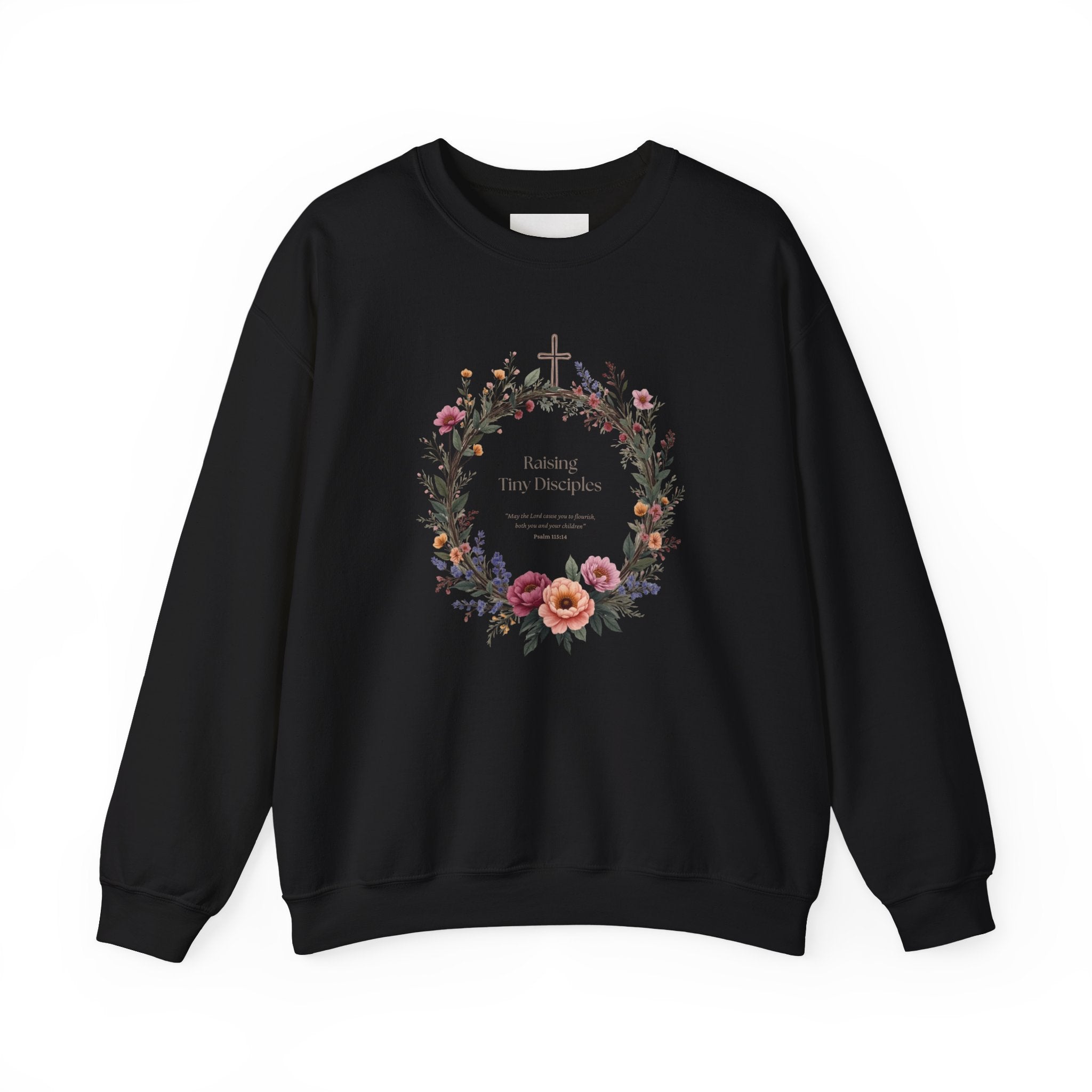 Crewneck Sweatshirt — “Raising Little Disciples” Vintage Christian Graphic