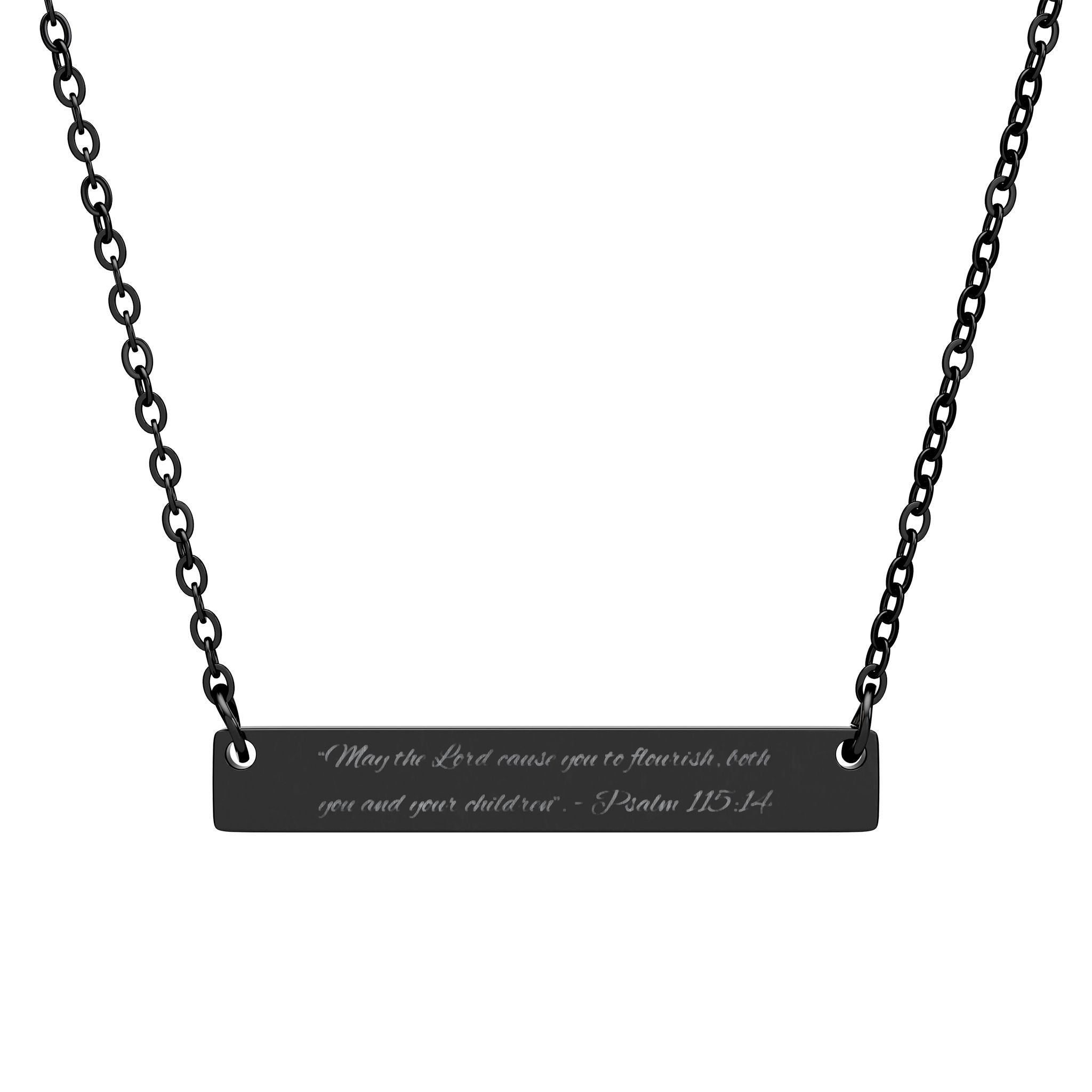 Scripture Engraved Horizontal Bar Necklace — Faith-Based Motherhood Jewelry