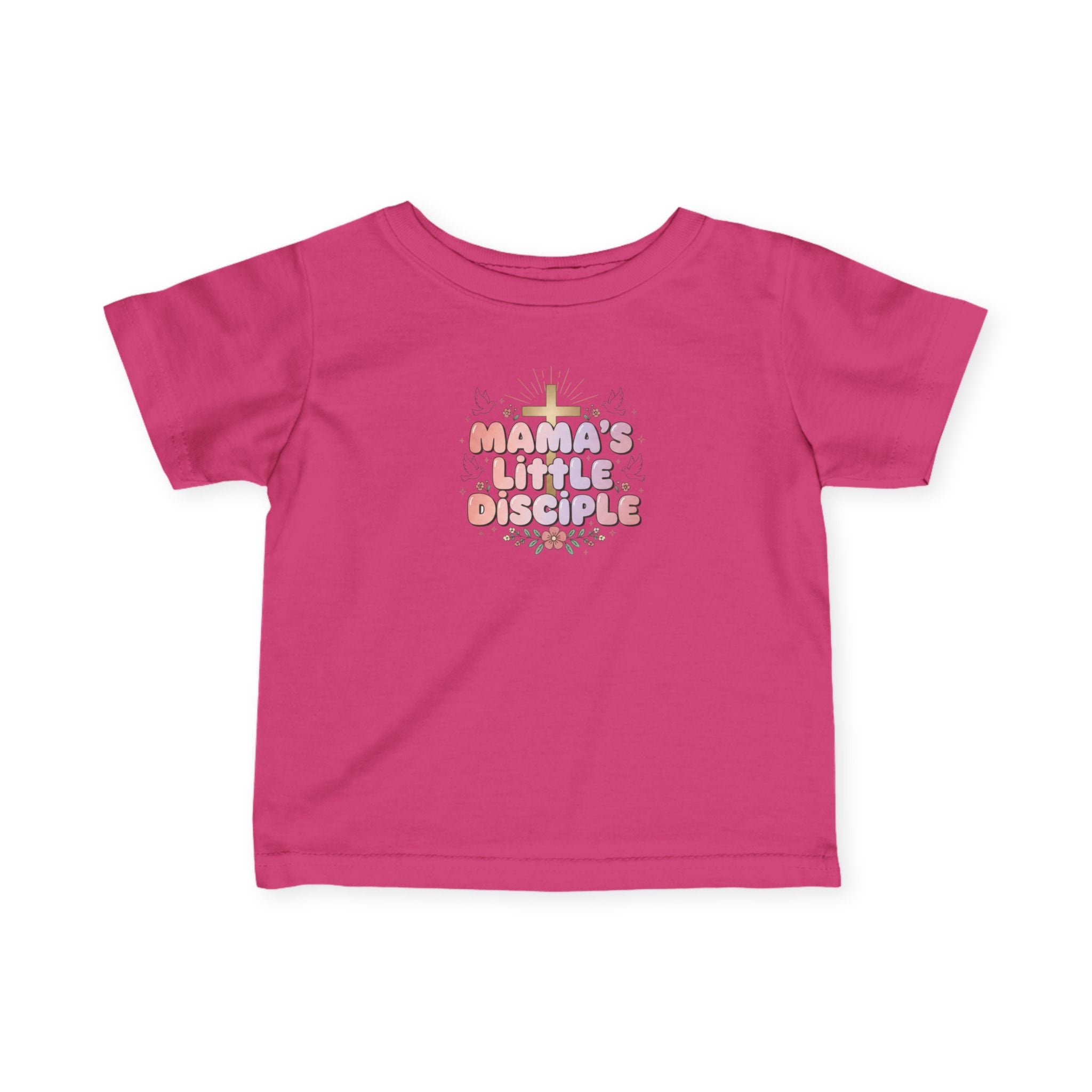 Infant Tee — "Mama's Little Disciple" Cross Baby Girl Shirt