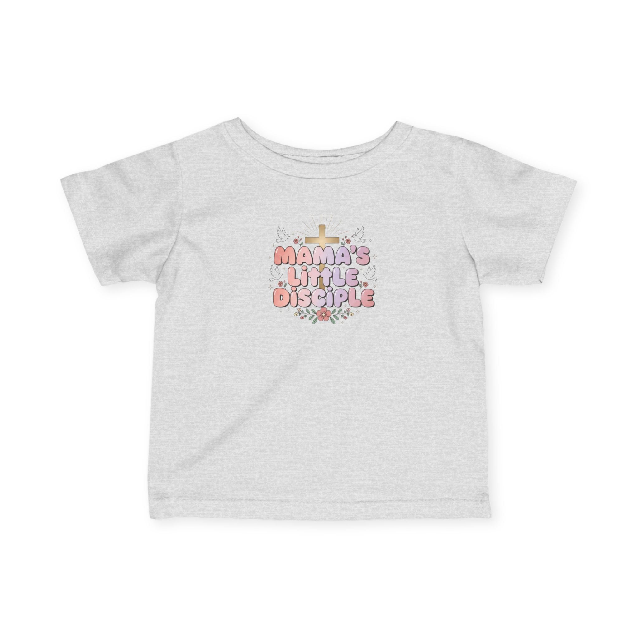 Infant Tee — "Mama's Little Disciple" Cross Baby Girl Shirt