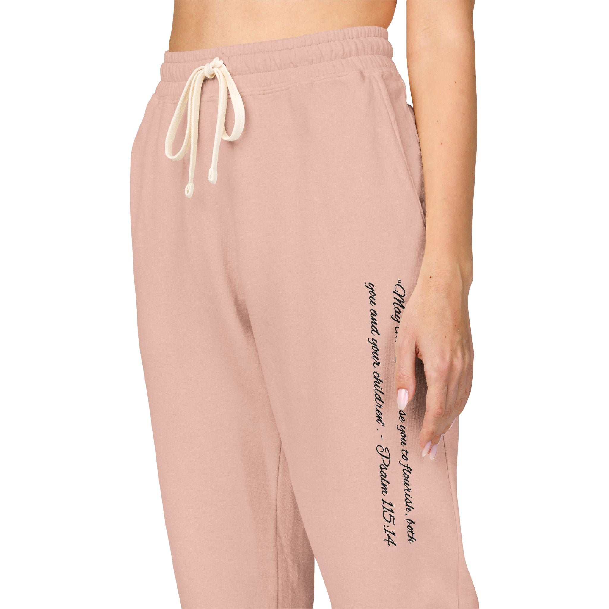 Fleece Sweatpants — Vertical Script Side Print, Cozy Garment-Dyed Joggers