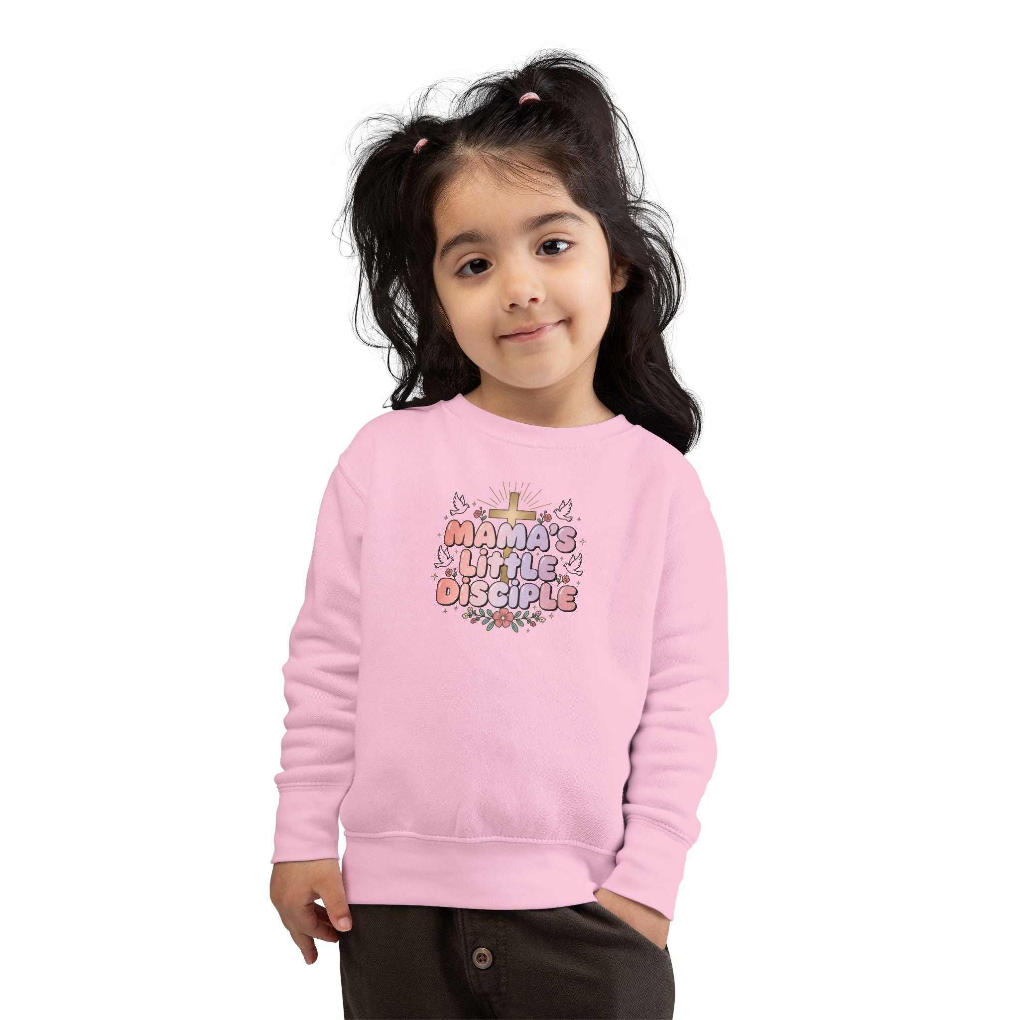 Mama's Little Disciple Toddler Sweatshirt — Christian Baby Gift, Cute Floral Cross Pullover