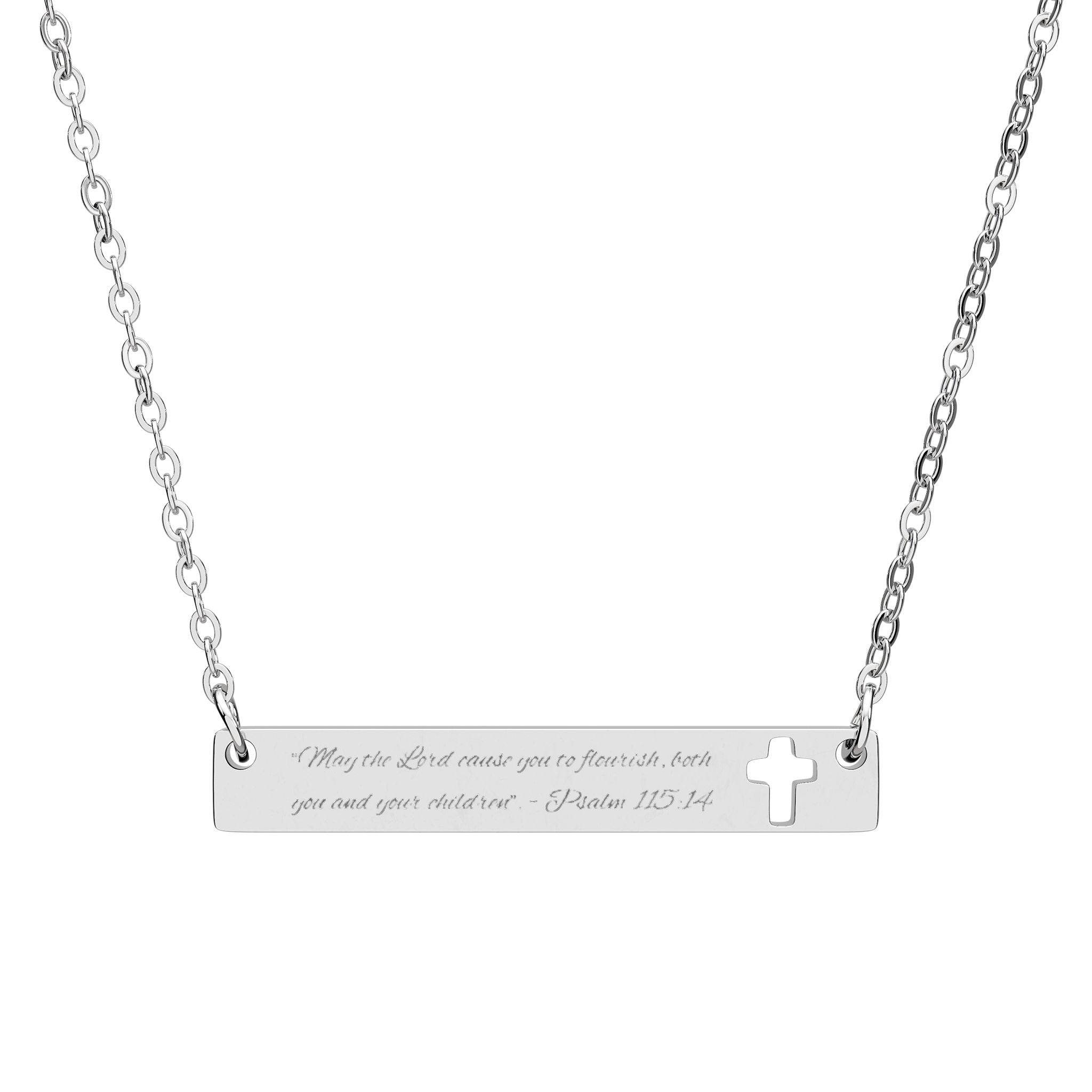 Engravable Cutout Cross Bar Necklace — Scripture Faith-Based Mom Jewelry