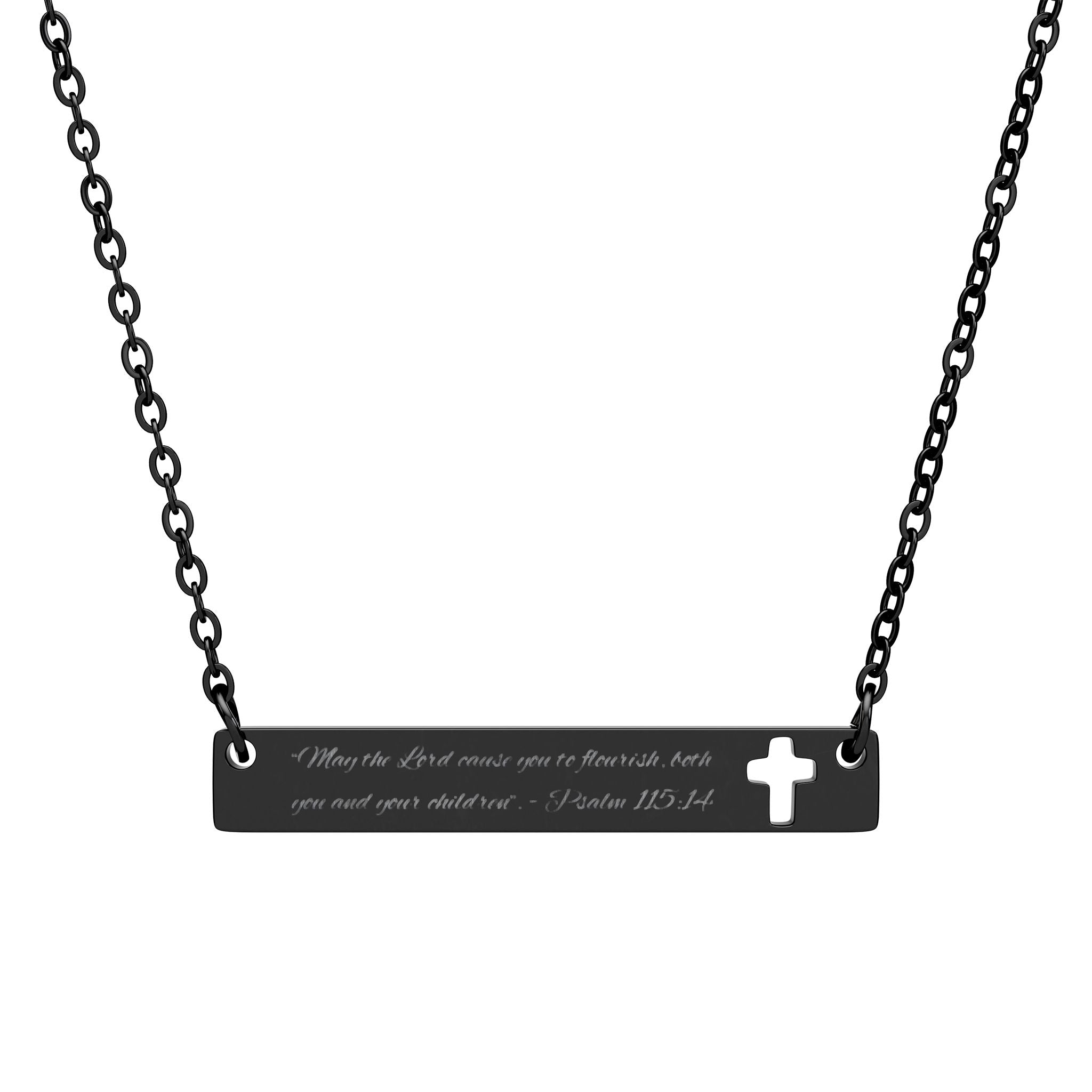 Engravable Cutout Cross Bar Necklace — Scripture Faith-Based Mom Jewelry