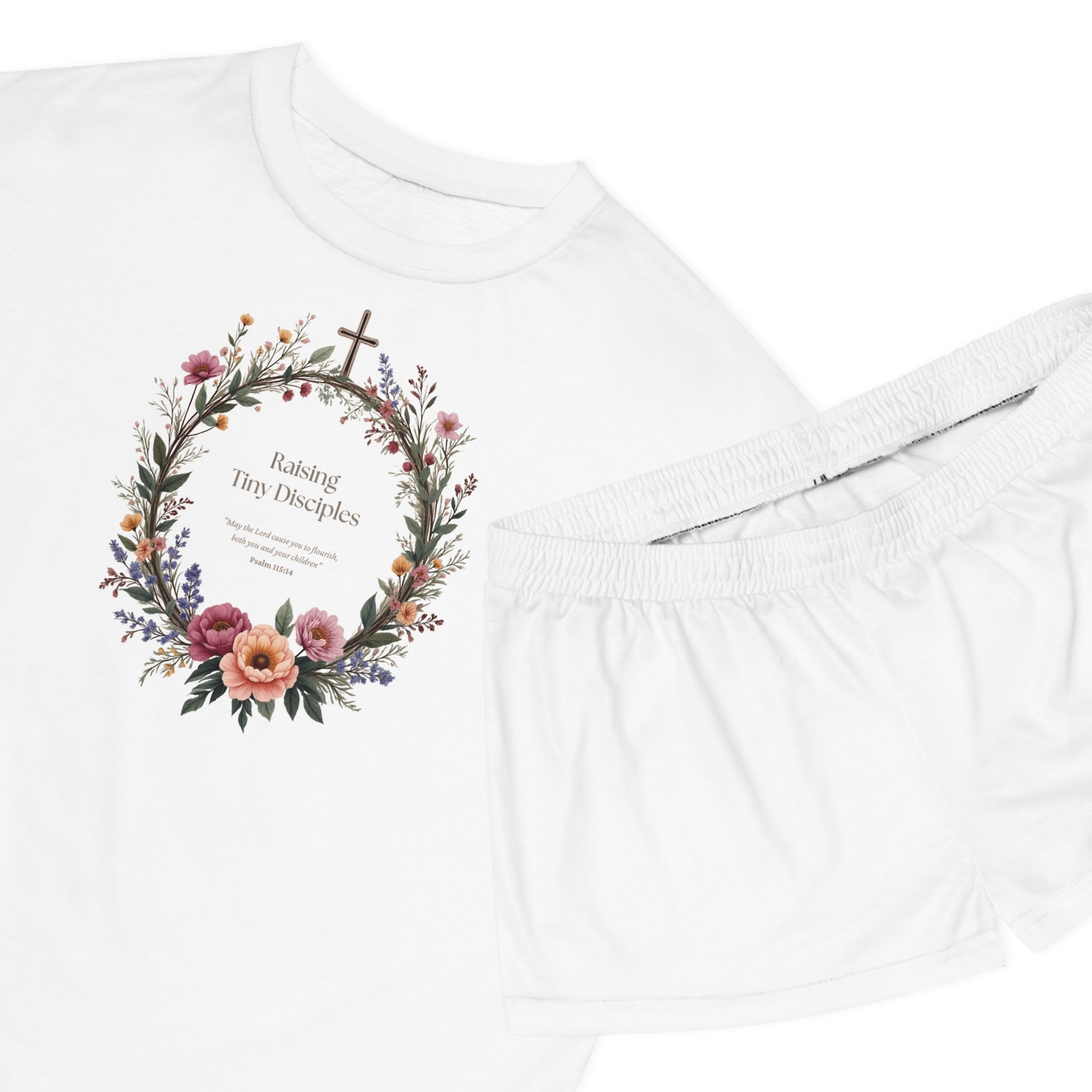 Pajama Set — "Raising Little Disciples" Women's Short Sleep Set with Scripture Design