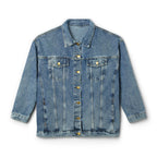 Women's Denim Jacket with Embroidered Cross — Vintage Christian Faith Jean Jacket