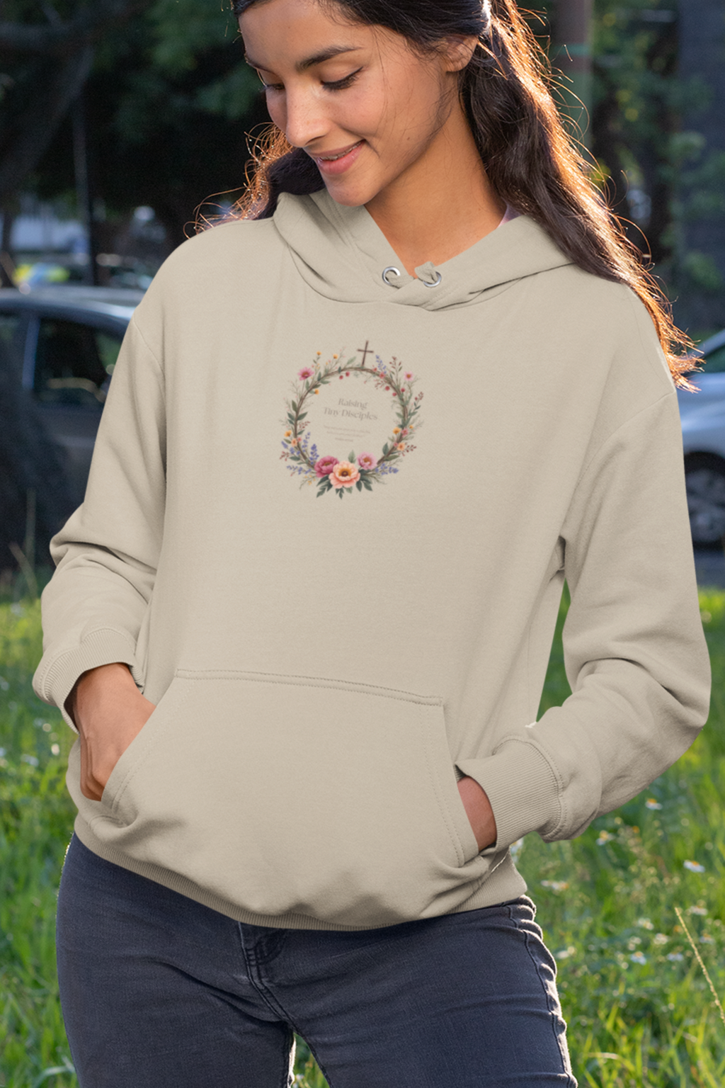 Hoodie — 'Raising Little Disciples' Christian Cross Graphic Hoodie